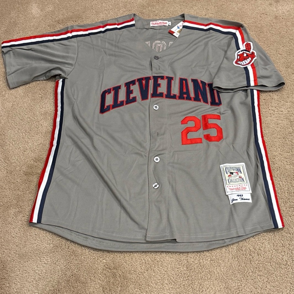 Jim Thome Cleveland Indians Jersey Mens XL NWT 1993 Road Gray Retro